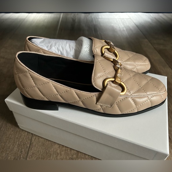New Bibi Lou Quilted Nude Tan Horsebit Leather Loafers SZ 40 high quality! - Picture 1 of 5